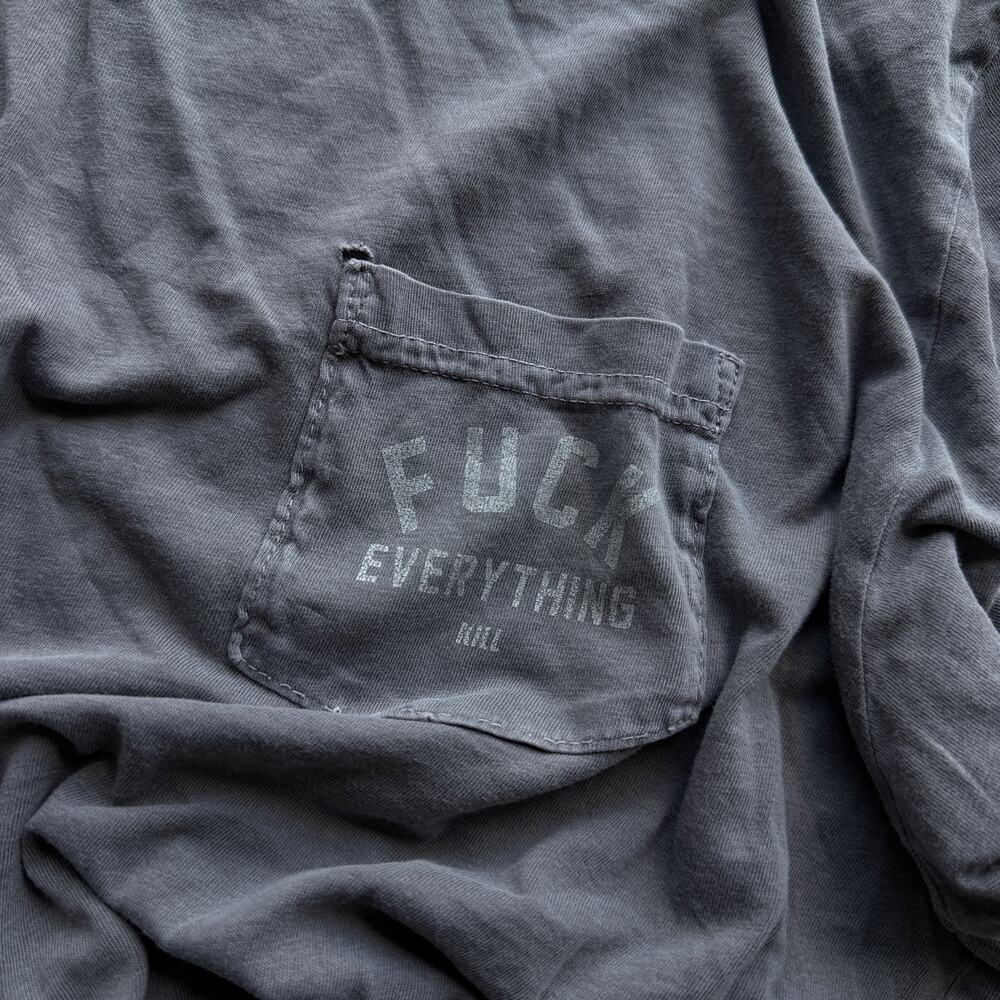Vintage Sun Faded F*** Everything Pocket Tee Punk Grunge Size M